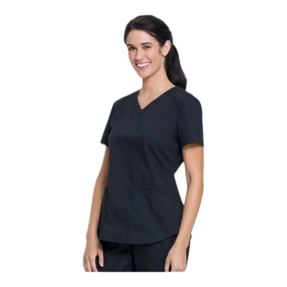 SCRUBSTAR Women's Core Essentials Stretch V-Neck Scrub Top WM01T893 2XL Black‎ - Picture 2 of 10